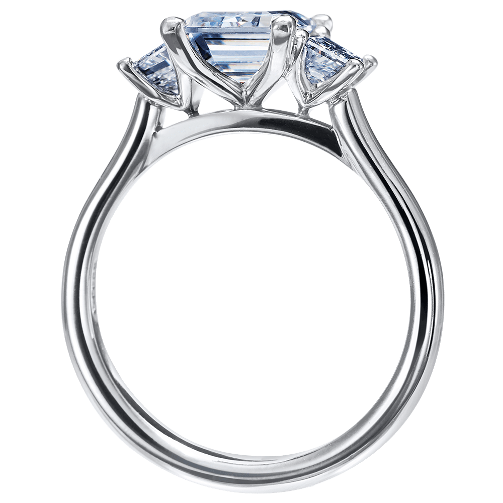 Platinum 3 Stone Oval Diamond Engagement Ring Setting