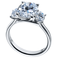 Platinum 3 Stone Oval Diamond Engagement Ring Setting
