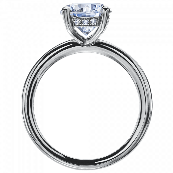 Platinum Round Solitaire Hidden Diamond Halo Engagement Ring Setting