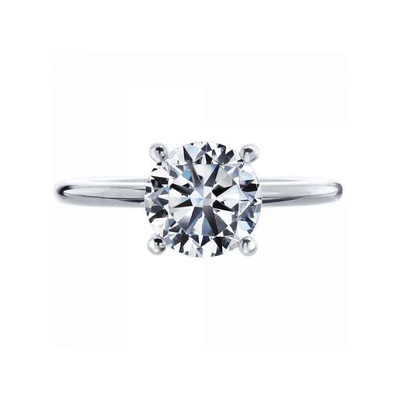 Platinum Round Solitaire Hidden Diamond Halo Engagement Ring Setting