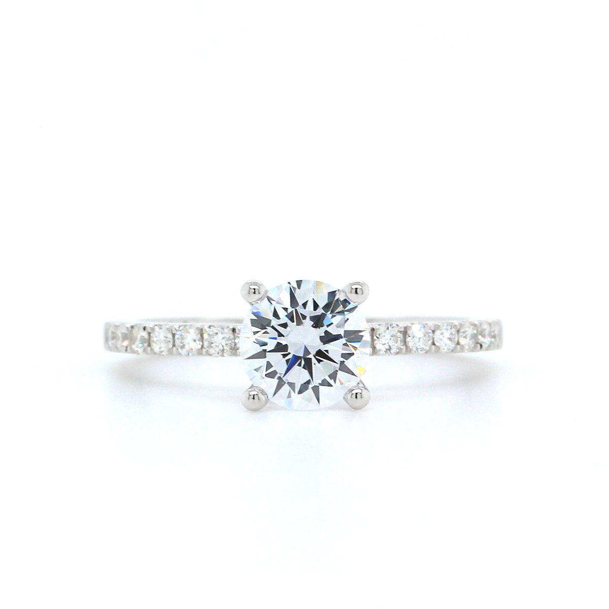 18K White Gold Diamond Prong Set Engagement Ring Setting