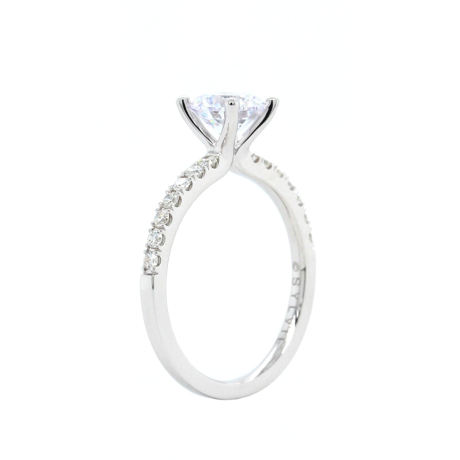 18K White Gold Diamond Prong Set Engagement Ring Setting