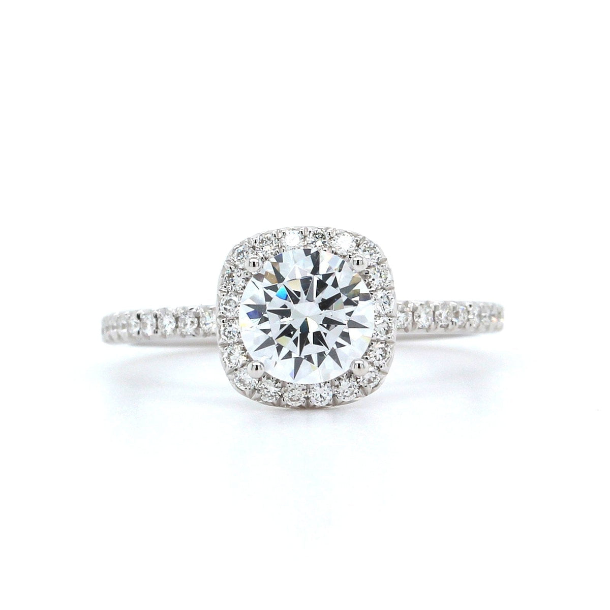 18K White Gold Diamond Halo Engagement Ring Setting