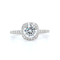 18K White Gold Diamond Halo Engagement Ring Setting