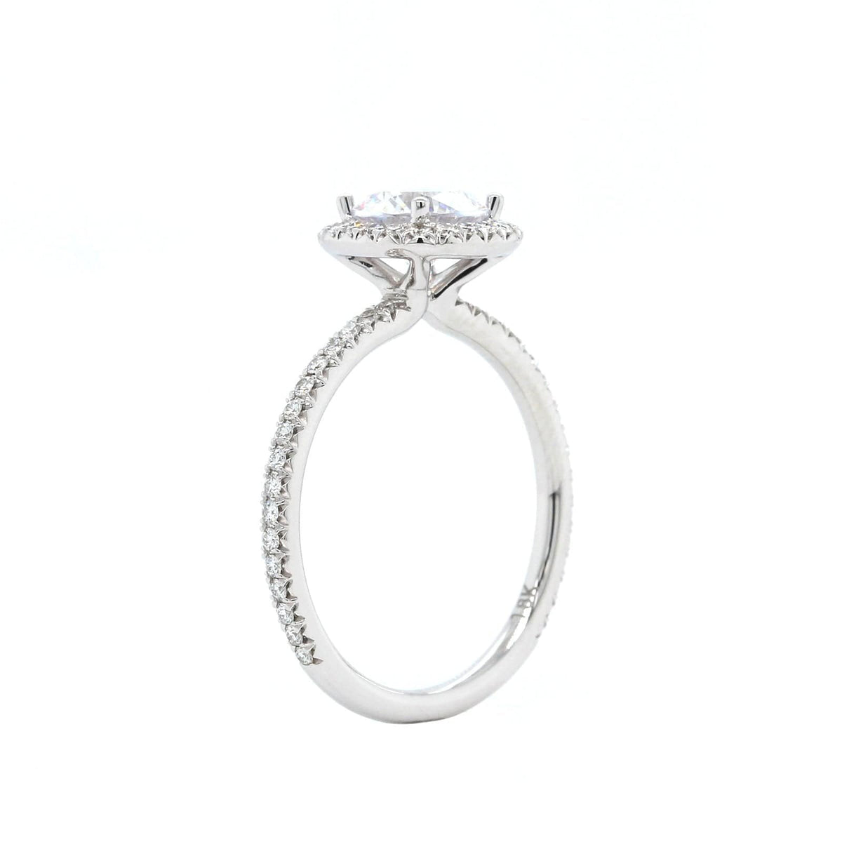 18K White Gold Diamond Halo Engagement Ring Setting