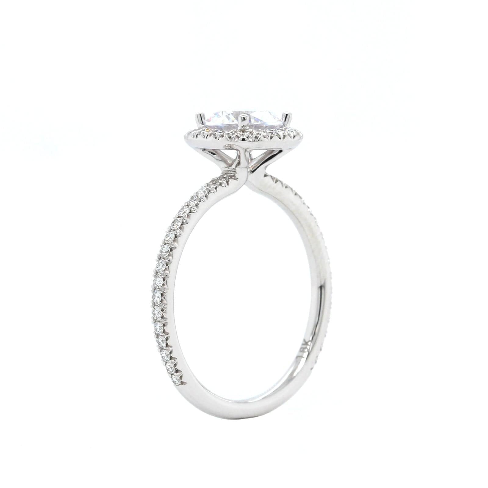 18K White Gold Diamond Halo Engagement Ring Setting