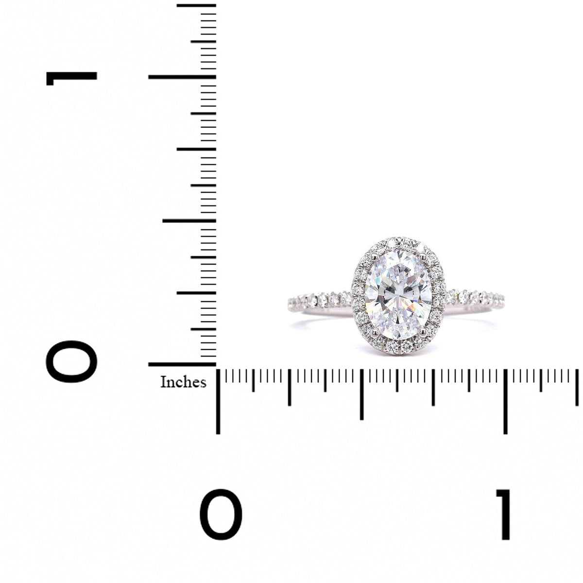 18K White Gold Oval Diamond Halo Engagement Ring Setting