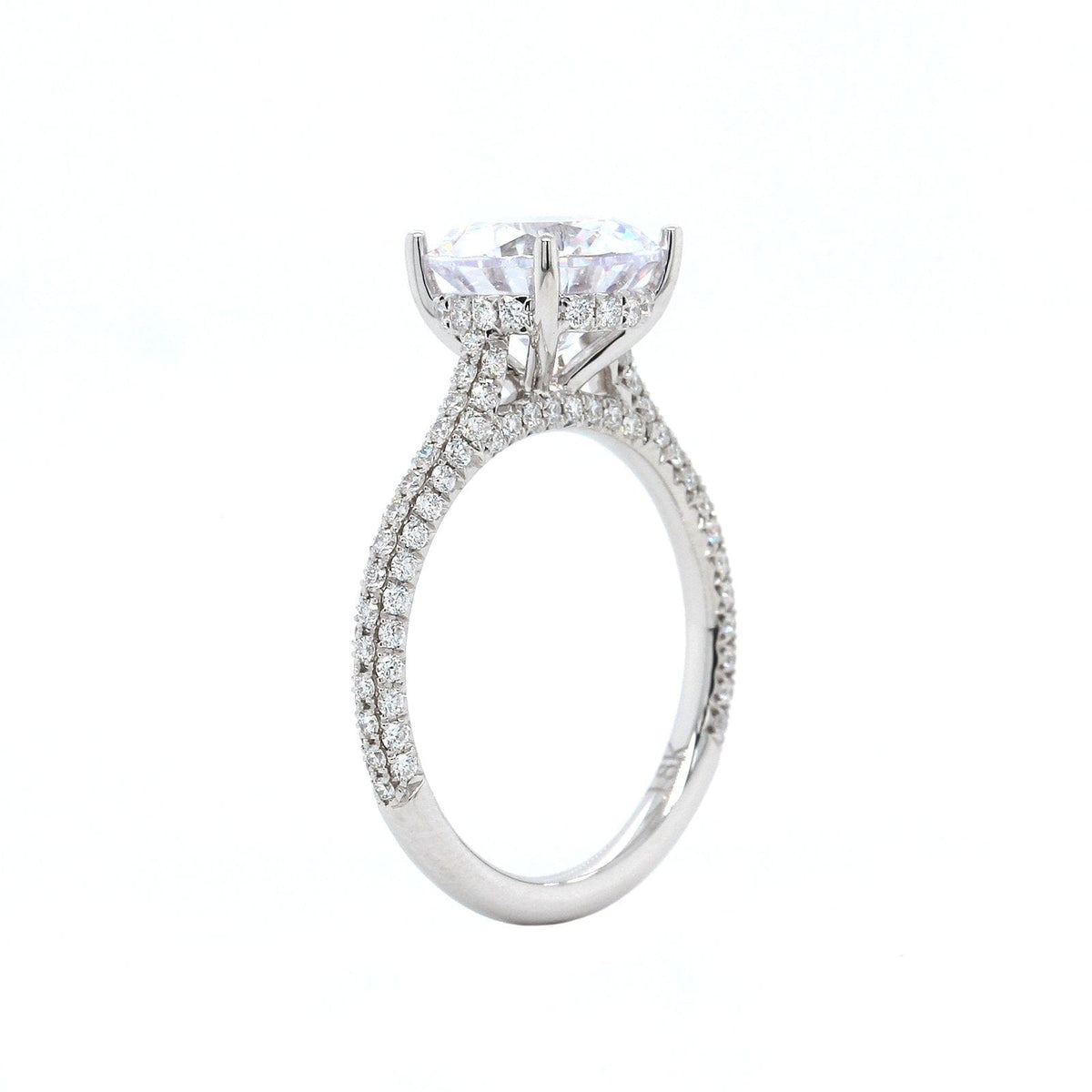 18K White Gold 3 Row Pave Diamond Engagement Ring Setting