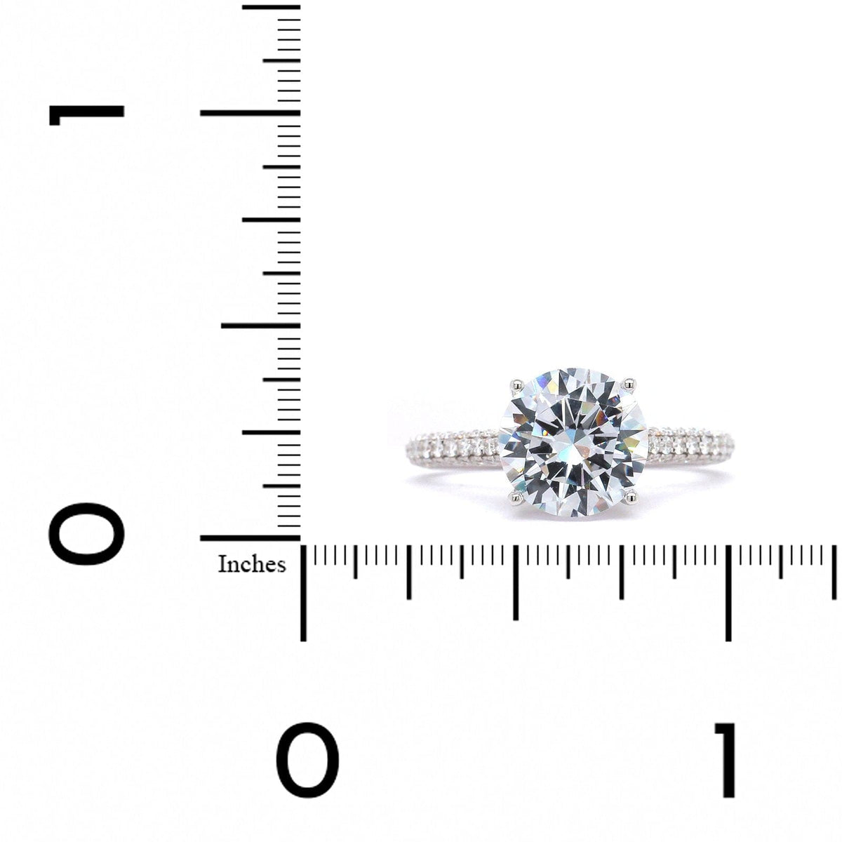 18K White Gold 3 Row Pave Diamond Engagement Ring Setting