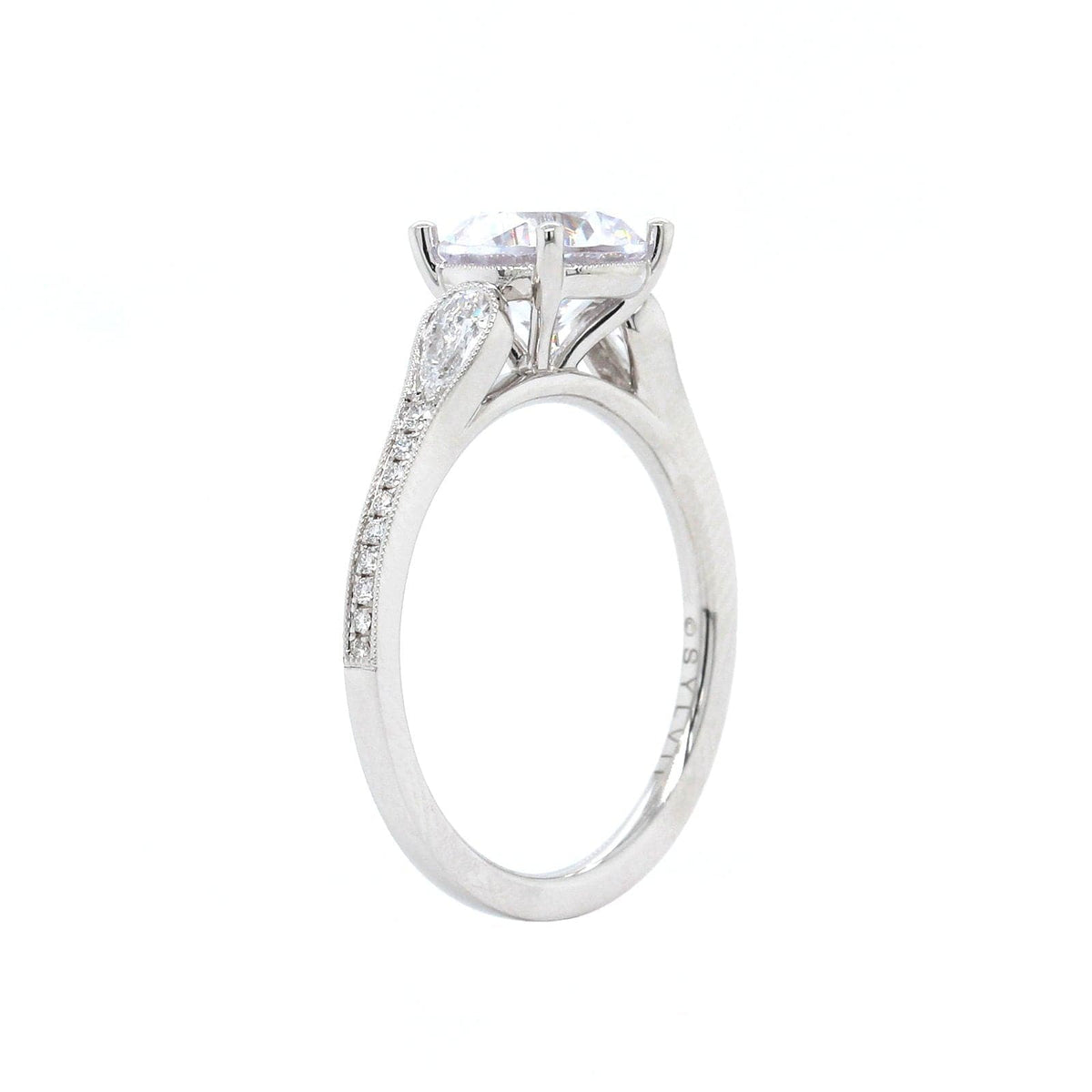 18K White Gold 3 Stone Engagement Ring Setting