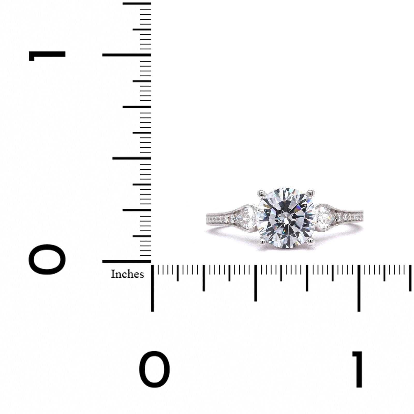 18K White Gold 3 Stone Engagement Ring Setting