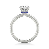 Platinum Diamond Sapphire Hidden Halo Engagement Ring Setting