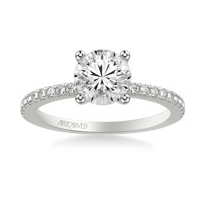 Platinum Diamond Sapphire Hidden Halo Engagement Ring Setting