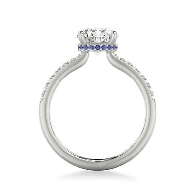 Platinum Diamond Sapphire Hidden Halo Engagement Ring Setting