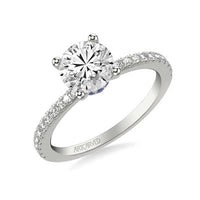 Platinum Diamond Sapphire Hidden Halo Engagement Ring Setting