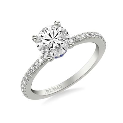 Platinum Diamond Sapphire Hidden Halo Engagement Ring Setting