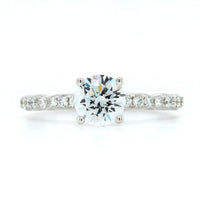 18K White Gold Diamond Bead Station Engagement Ring Setting