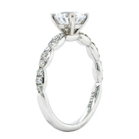 18K White Gold Diamond Bead Station Engagement Ring Setting