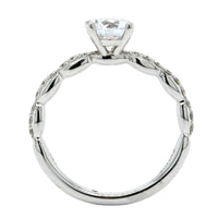 18K White Gold Diamond Bead Station Engagement Ring Setting