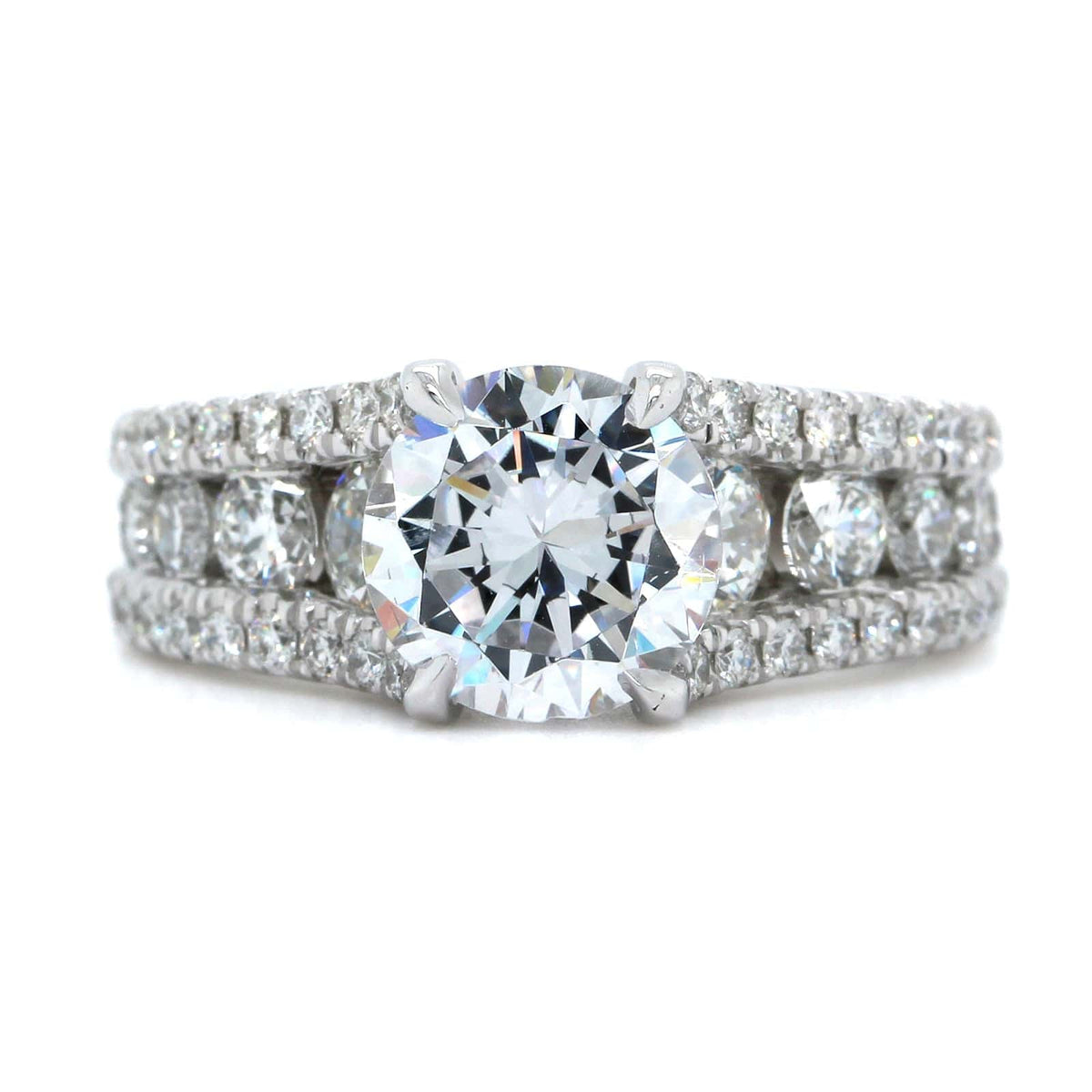 Platinum 3 Row Diamond Engagement Ring Setting, Platinum, Long's Jewelers