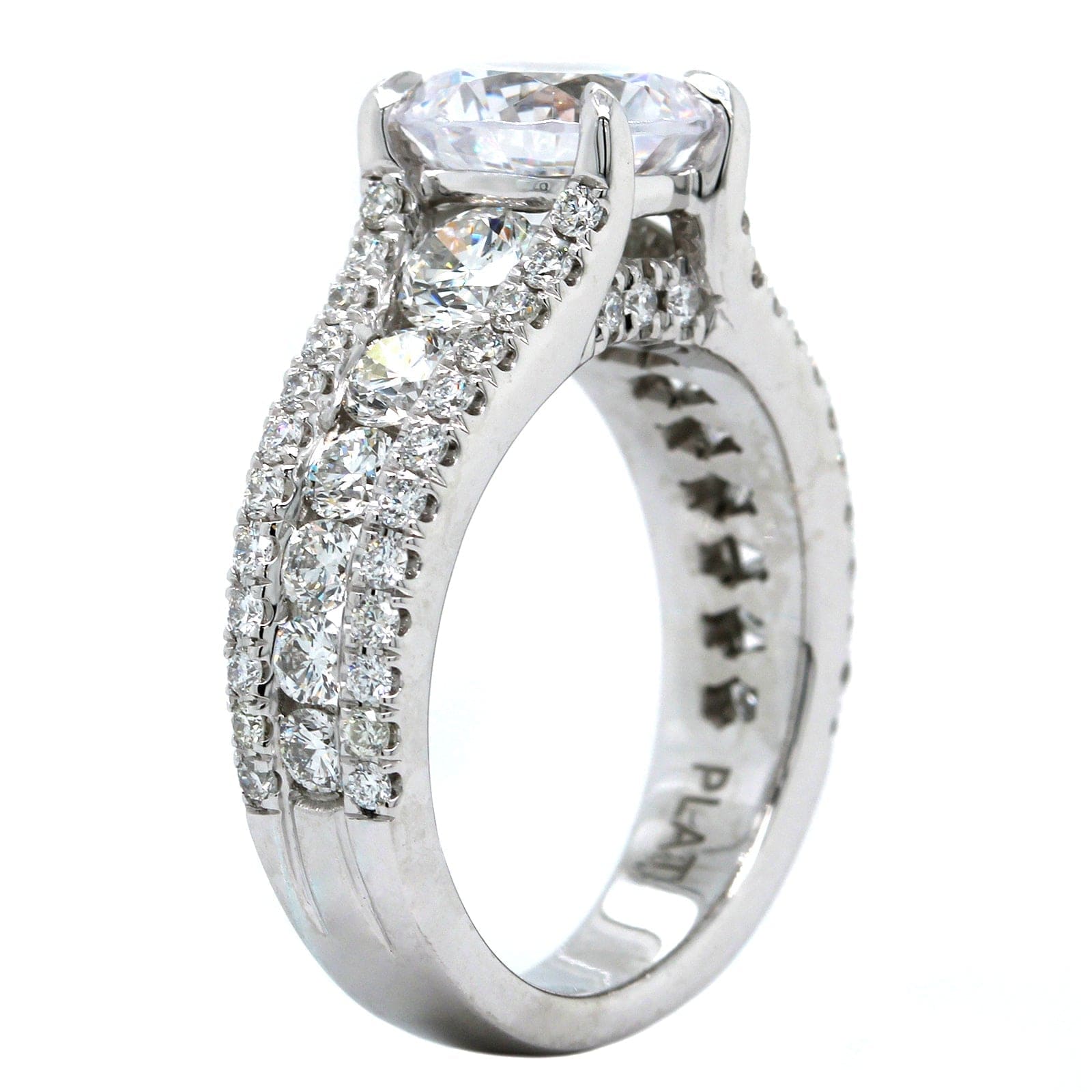 Platinum 3 Row Diamond Engagement Ring Setting, Platinum, Long's Jewelers