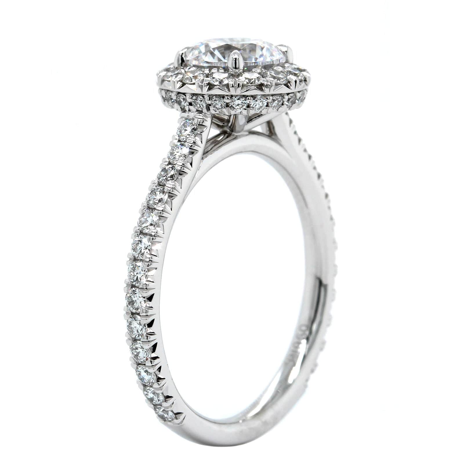 Platinum Diamond Round Halo Engagement Ring Setting, Platinum, Long's Jewelers