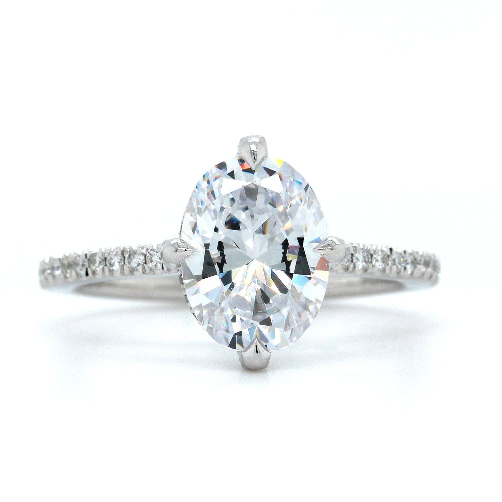 Platinum Oval Compass Prong Diamond Engagement Ring Setting, Platinum, Long's Jewelers