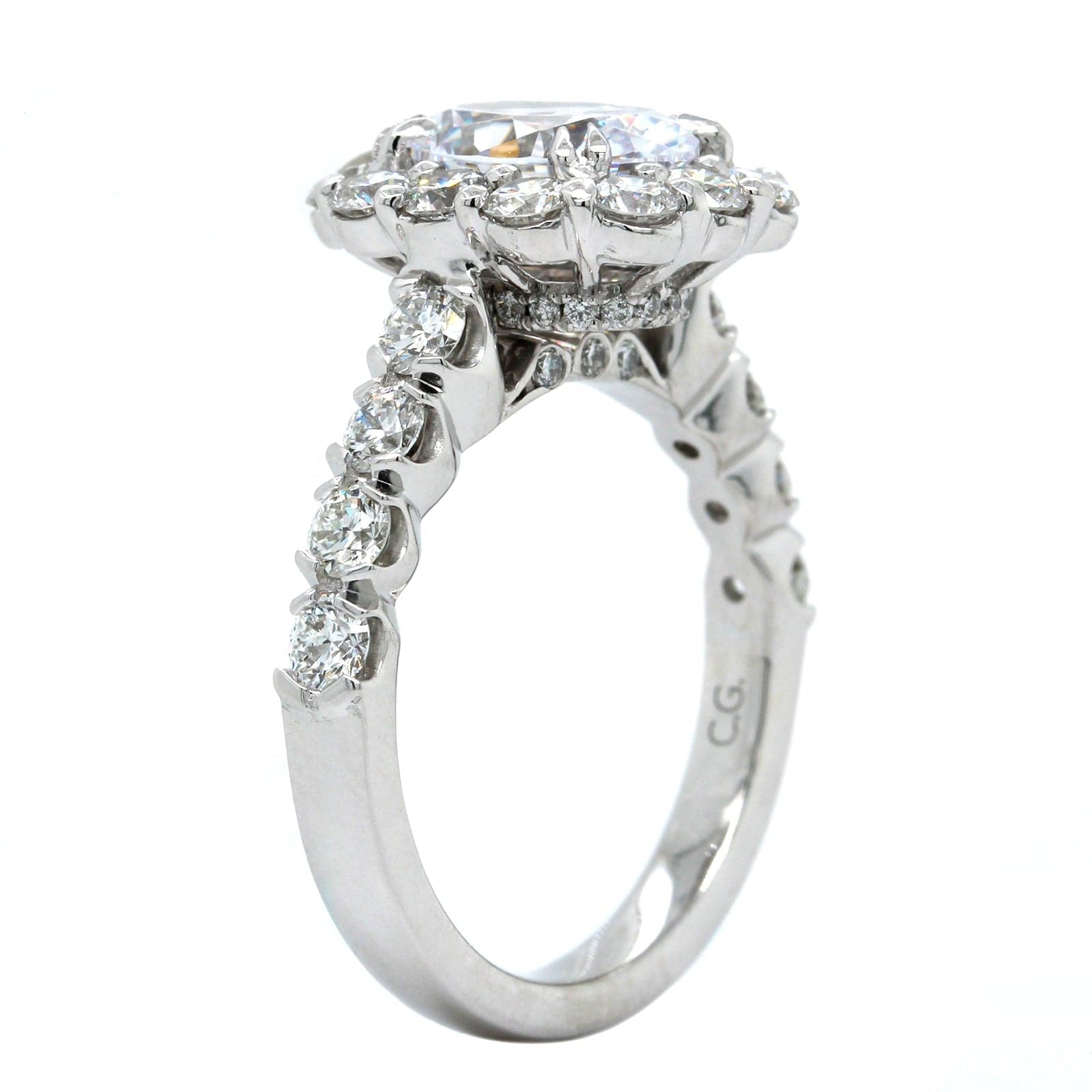 Platinum Cut Cornered Diamond Halo Engagement Ring Setting, Platinum, Long's Jewelers