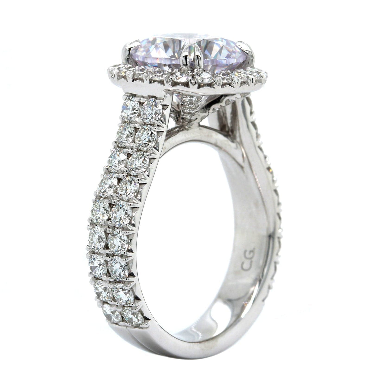 Platinum 2 Row Diamond Halo Engagement Ring Setting, Platinum, Long's Jewelers