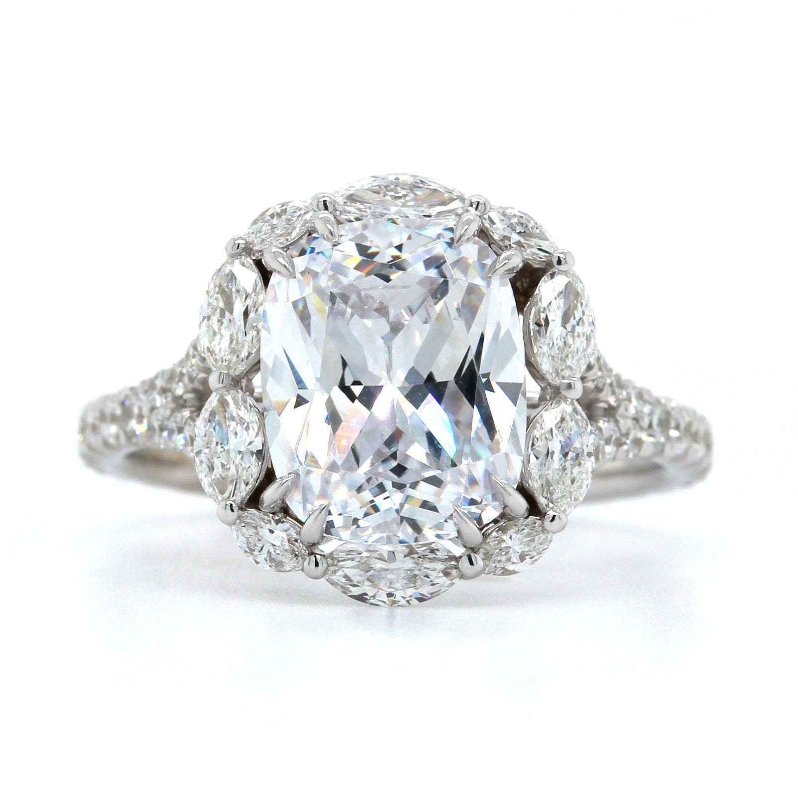 18K White Gold Marquise Diamond Halo Engagement Ring Setting, 18k white gold, Long's Jewelers