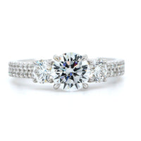 18K White Gold 3 Stone Diamond Engagement Ring Setting, 18k white gold, Long's Jewelers
