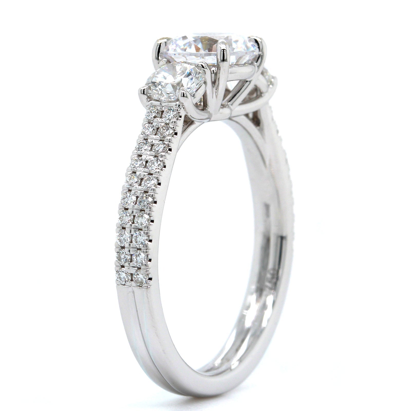 18K White Gold 3 Stone Diamond Engagement Ring Setting, 18k white gold, Long's Jewelers