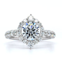 18K White Gold Diamond Halo Engagement Ring Setting, 18k white gold, Long's Jewelers