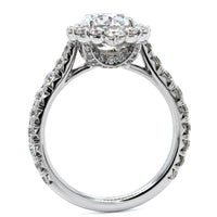 18K White Gold Diamond Halo Engagement Ring Setting, 18k white gold, Long's Jewelers