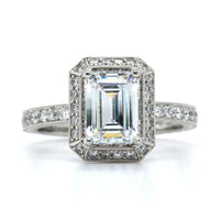 Platinum Vintage Style Diamond Halo Engagement Ring Setting, Platinum, Long's Jewelers