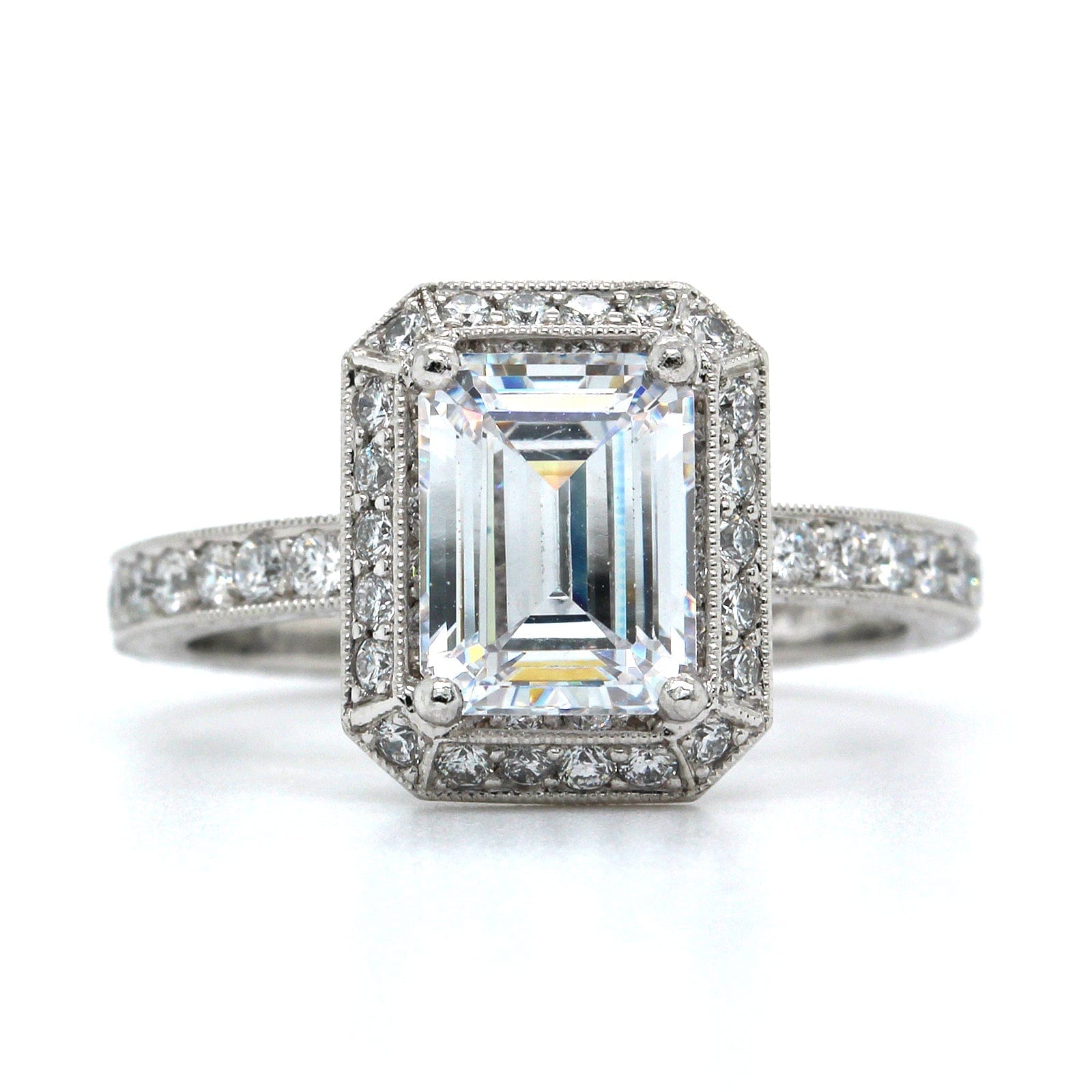 Platinum Vintage Style Diamond Halo Engagement Ring Setting, Platinum, Long's Jewelers