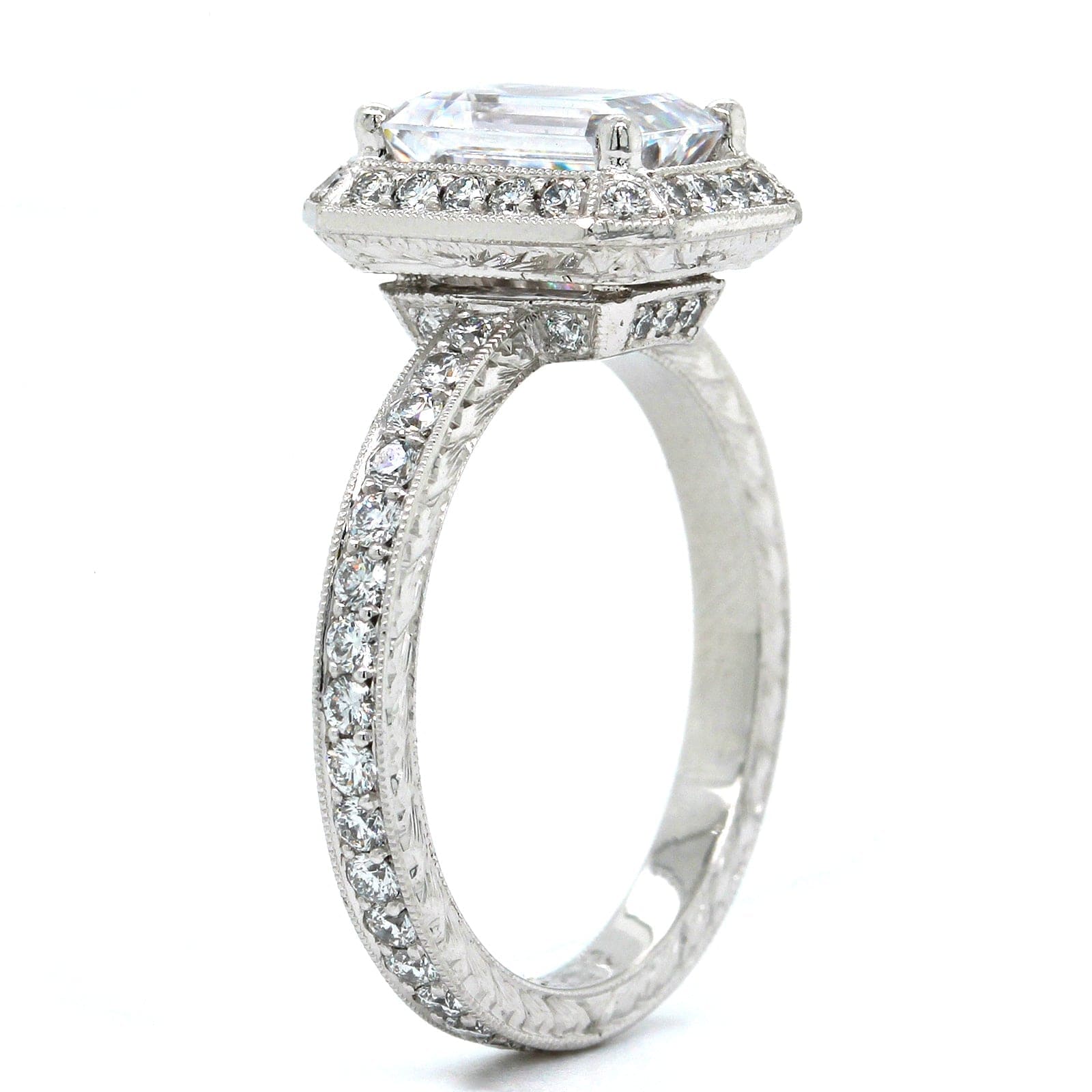 Platinum Vintage Style Diamond Halo Engagement Ring Setting, Platinum, Long's Jewelers