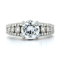 Platinum 3 Row Diamond Engagement Ring Setting, Platinum, Long's Jewelers