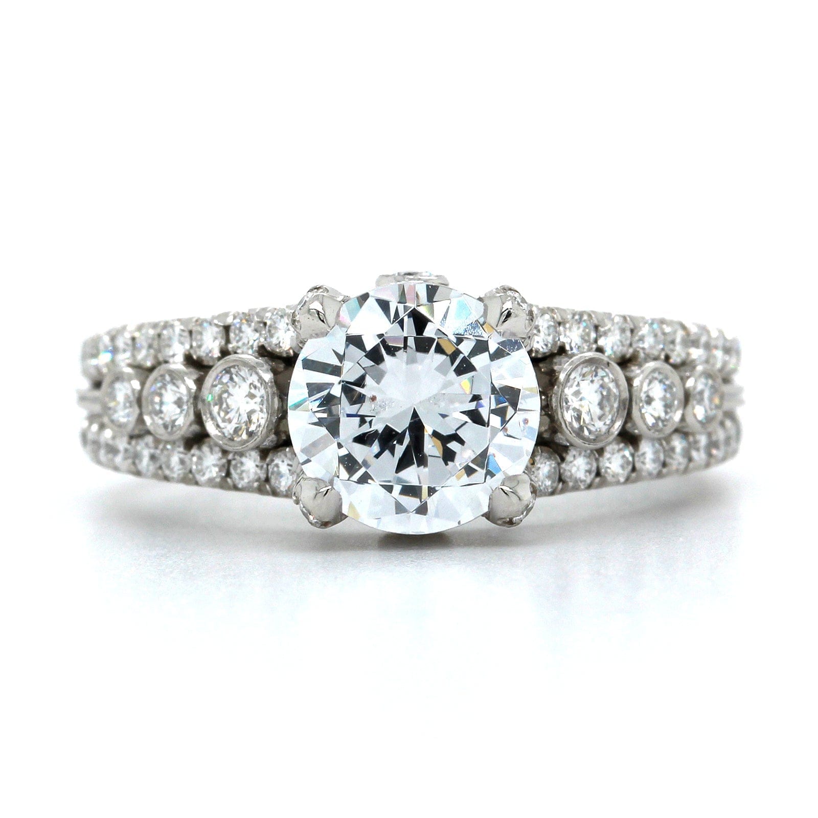 Platinum 3 Row Diamond Engagement Ring Setting, Platinum, Long's Jewelers