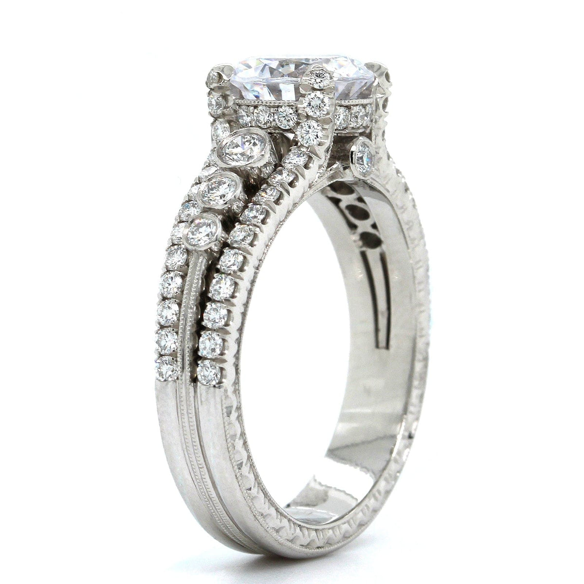 Platinum 3 Row Diamond Engagement Ring Setting, Platinum, Long's Jewelers