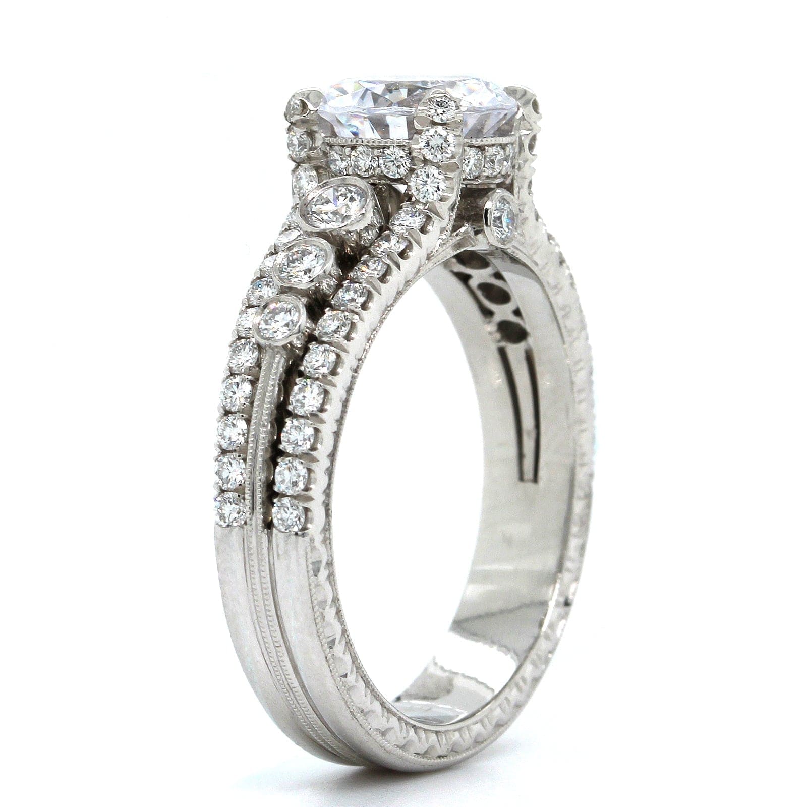 Platinum 3 Row Diamond Engagement Ring Setting, Platinum, Long's Jewelers