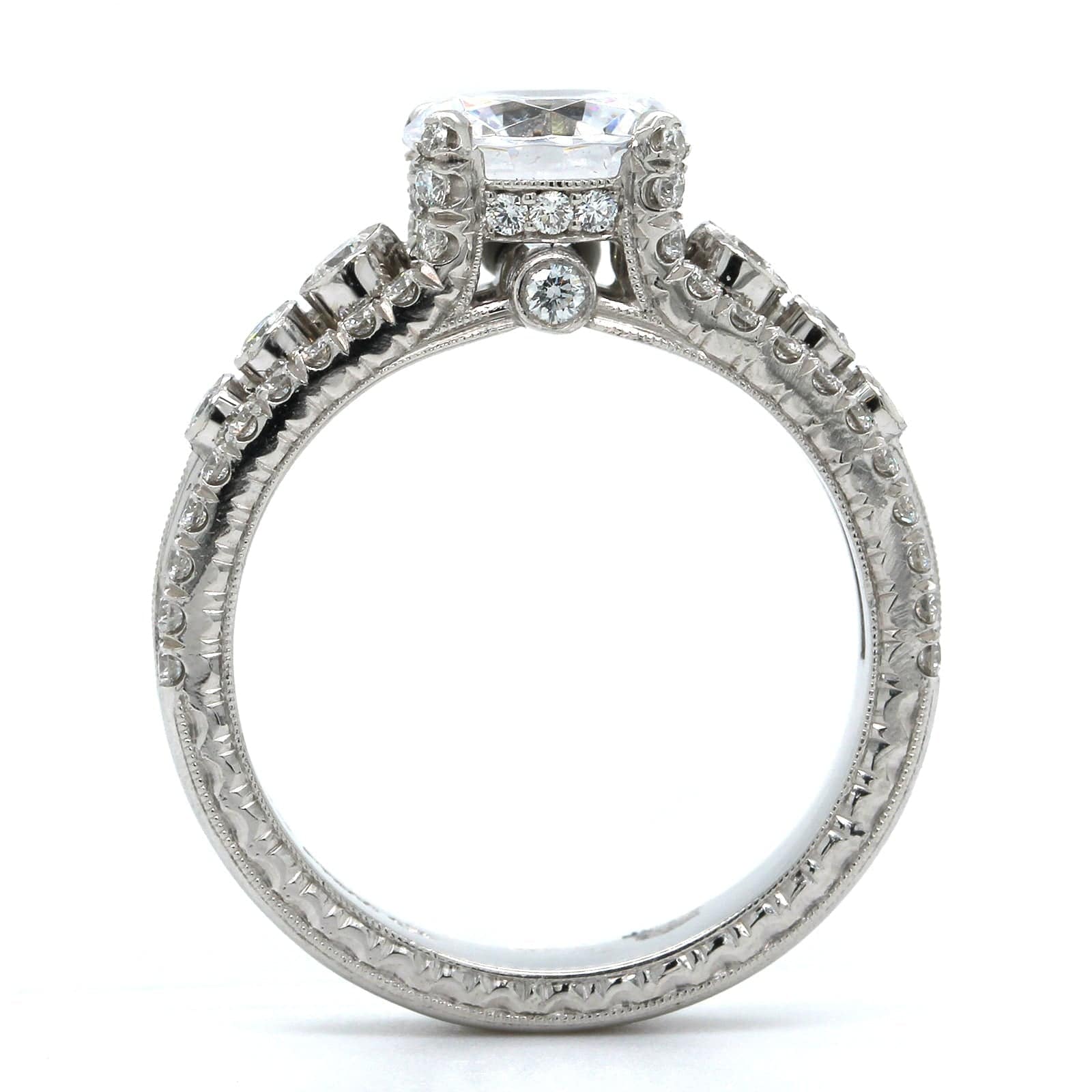 Platinum 3 Row Diamond Engagement Ring Setting, Platinum, Long's Jewelers