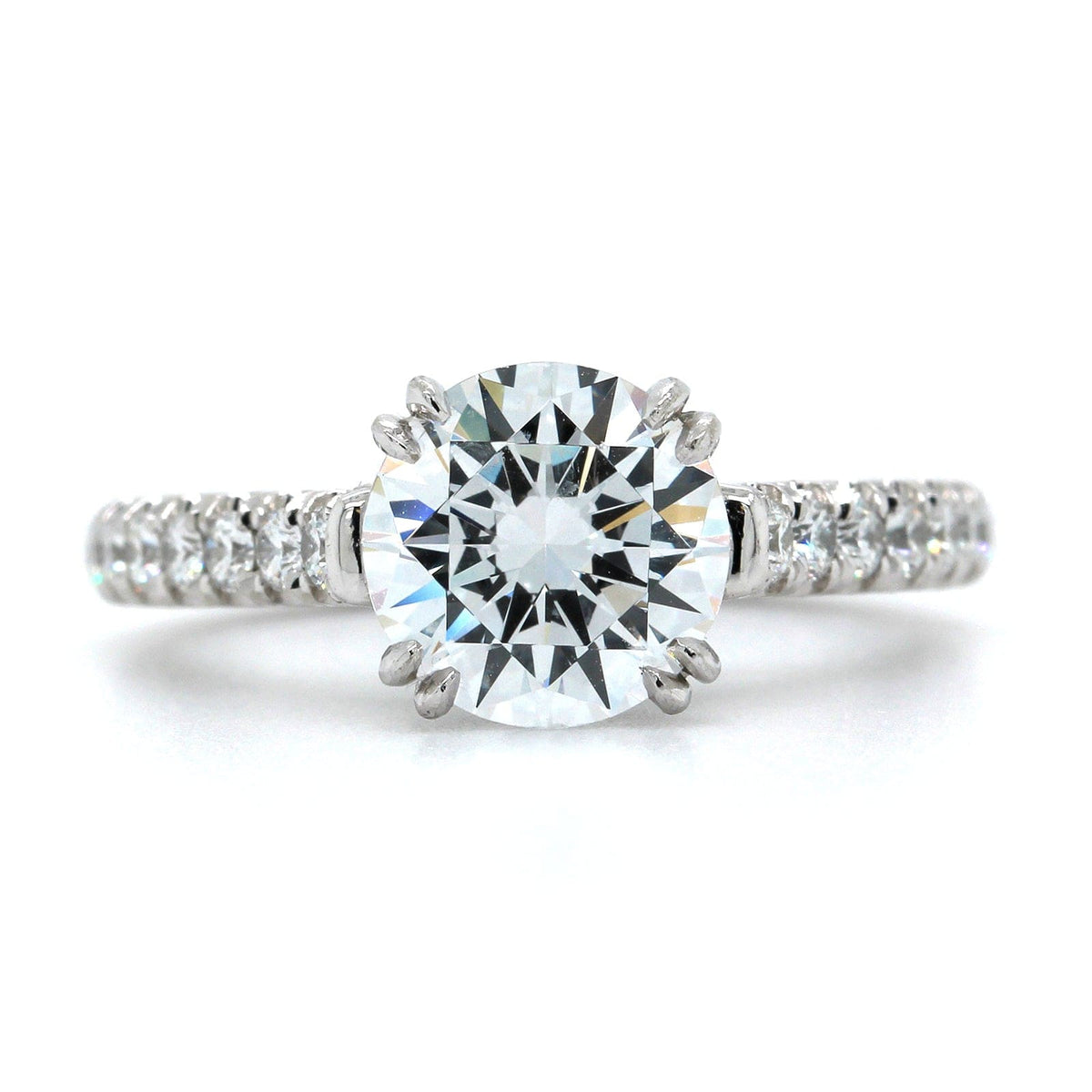 Platinum Prong Set Engraved Diamond Engagement Ring Setting, Platinum, Long's Jewelers