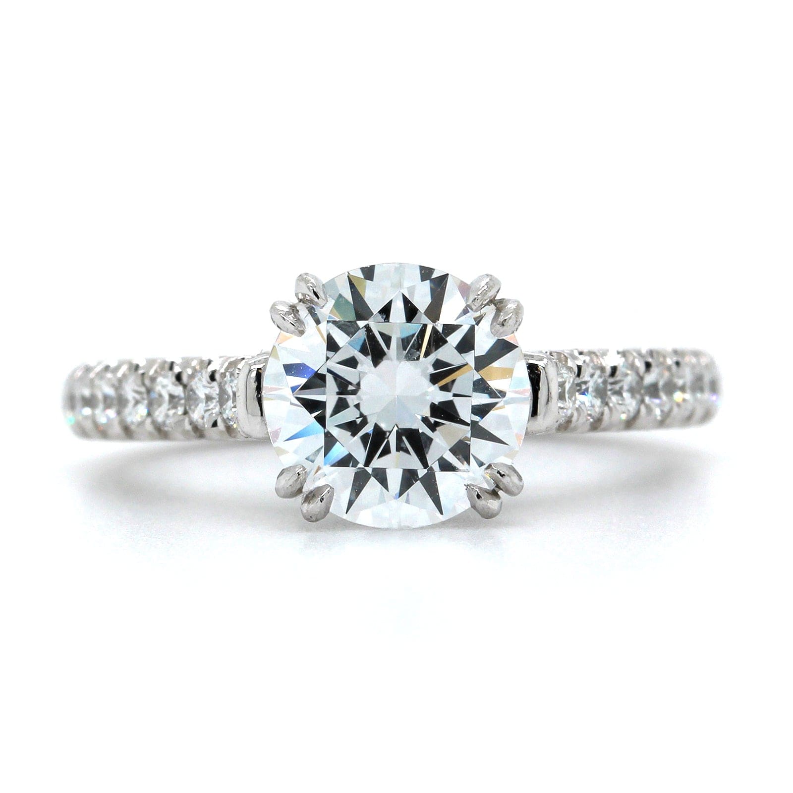 Platinum Prong Set Engraved Diamond Engagement Ring Setting, Platinum, Long's Jewelers