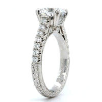 Platinum Prong Set Engraved Diamond Engagement Ring Setting, Platinum, Long's Jewelers