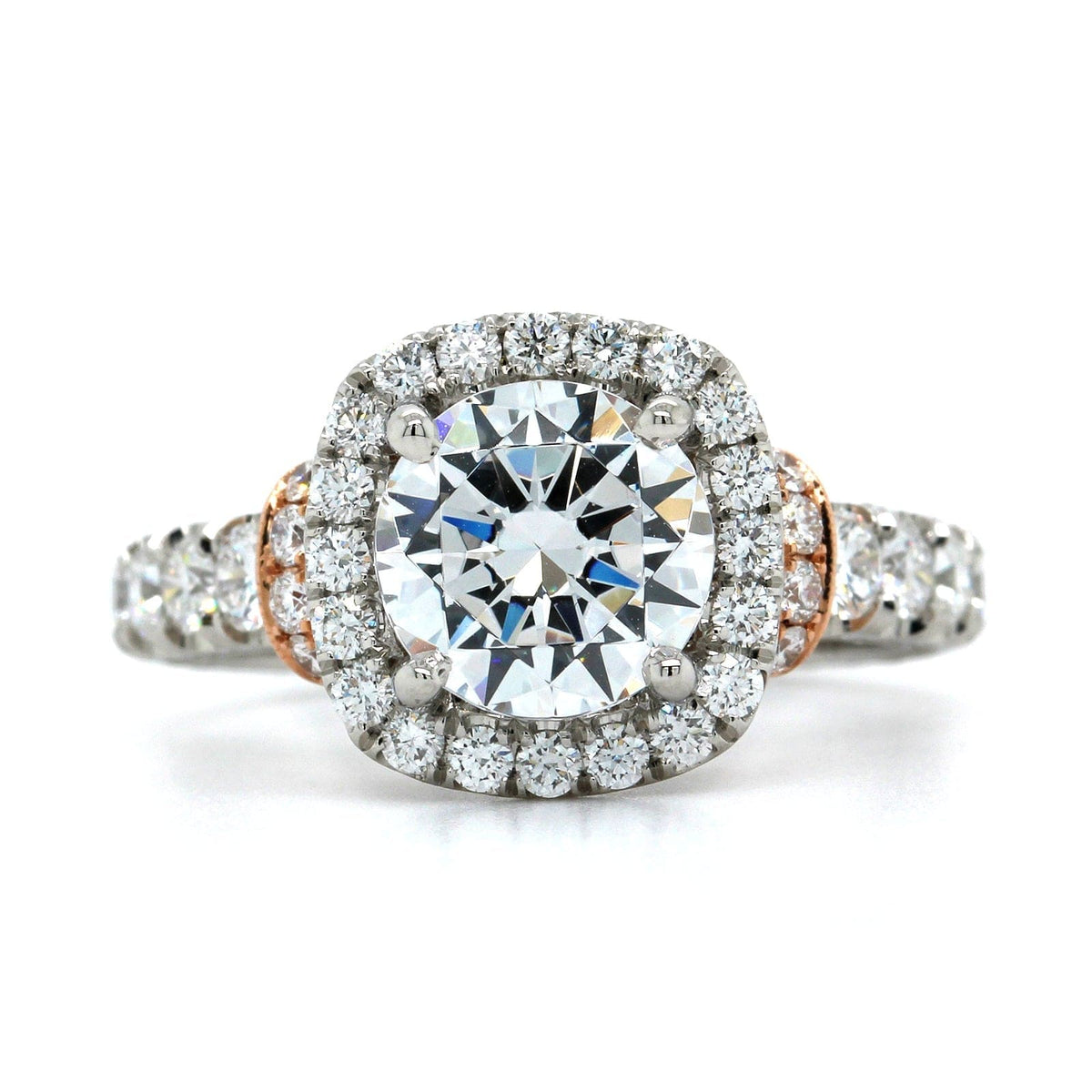 Platinum Cushion Diamond Halo Engagement Ring Setting, Platinum, Long's Jewelers