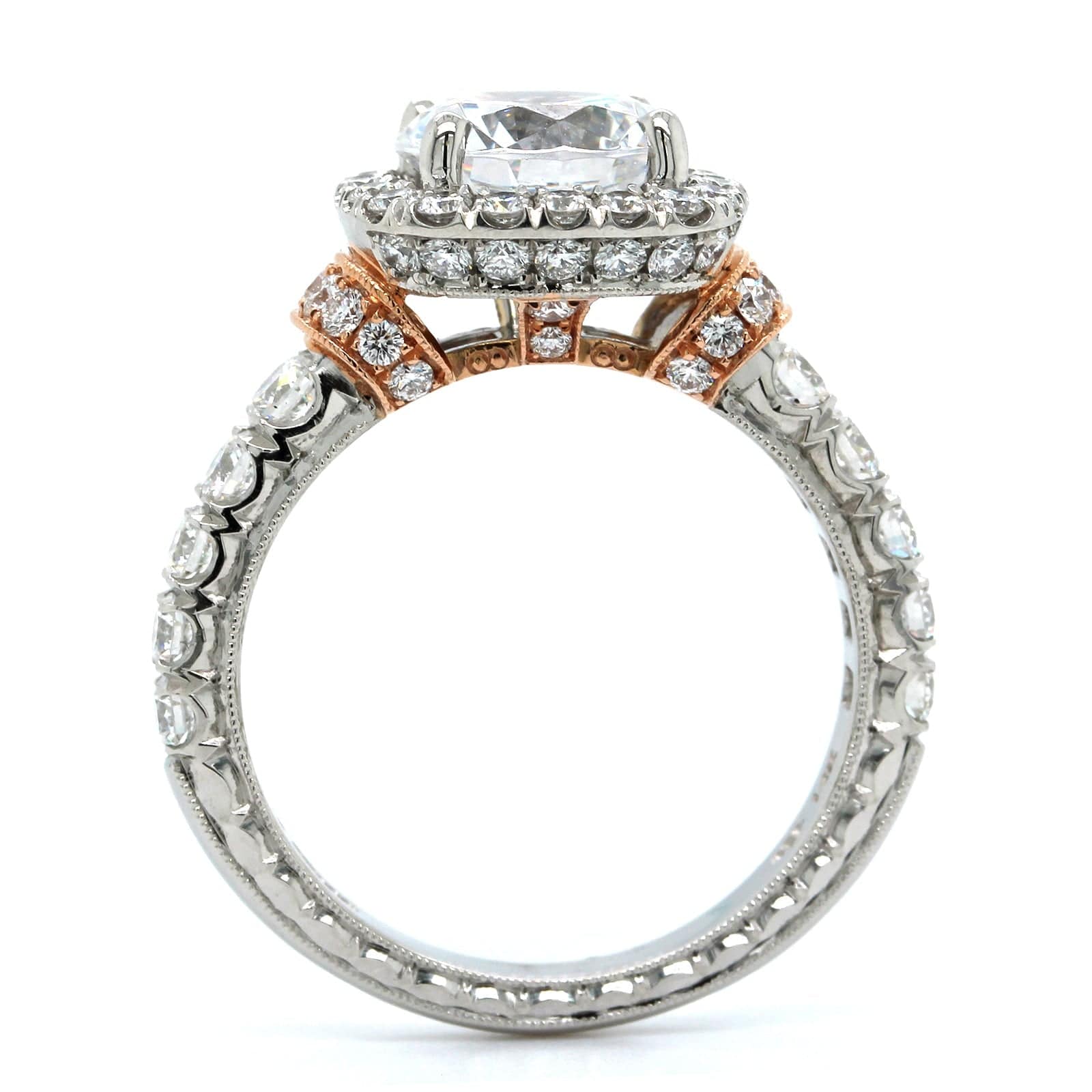 Platinum Cushion Diamond Halo Engagement Ring Setting, Platinum, Long's Jewelers