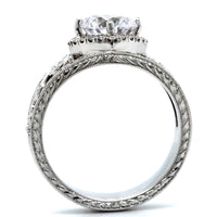 18K White Gold Twist Center 3 Row Diamond Engagement Ring Setting, 18k white gold, Long's Jewelers