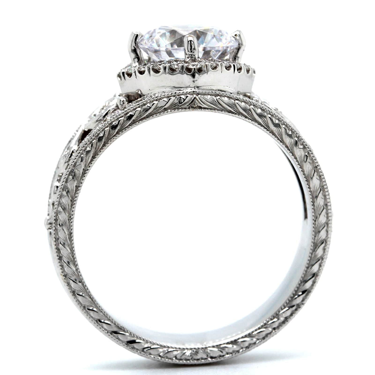 18K White Gold Twist Center 3 Row Diamond Engagement Ring Setting, 18k white gold, Long's Jewelers