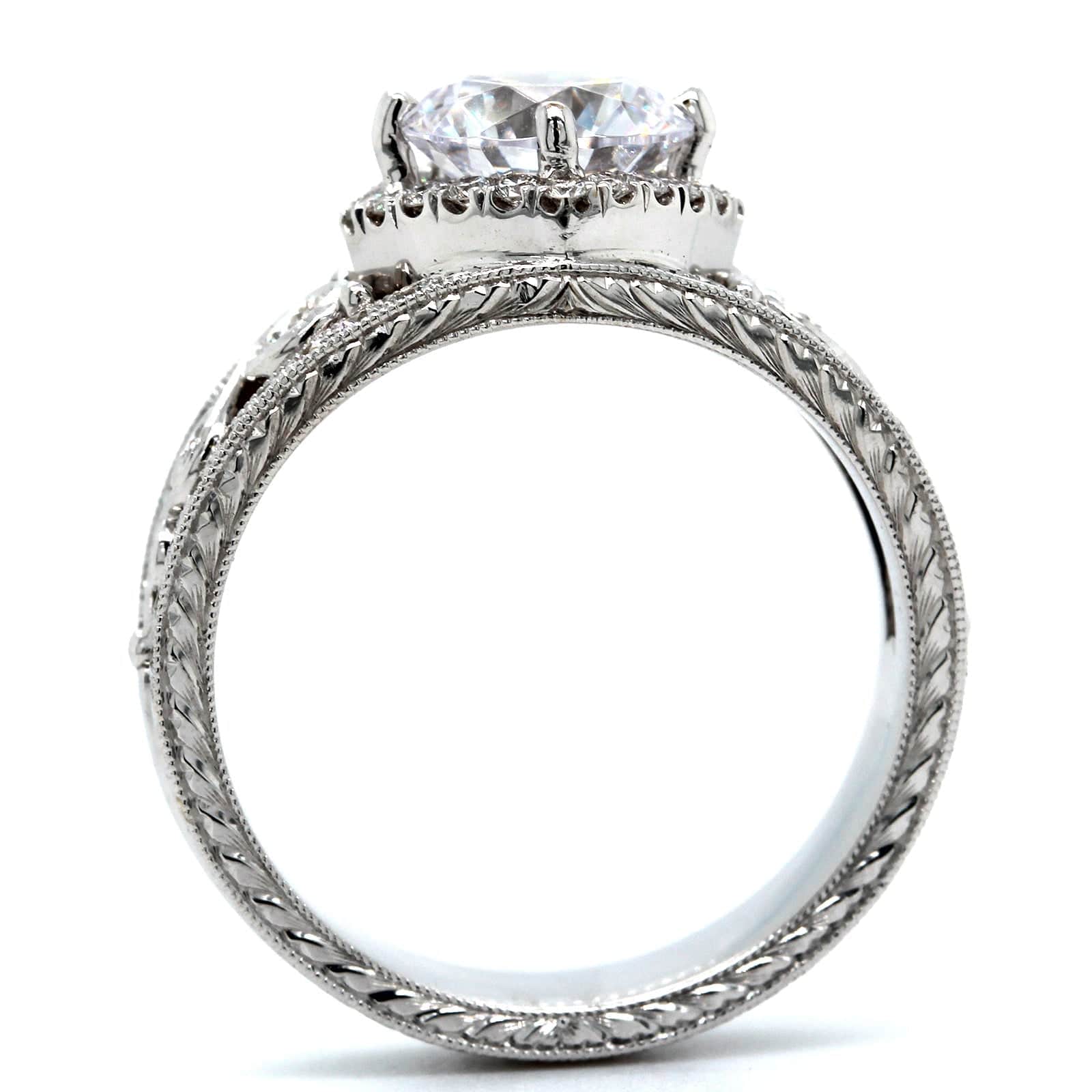 18K White Gold Twist Center 3 Row Diamond Engagement Ring Setting, 18k white gold, Long's Jewelers